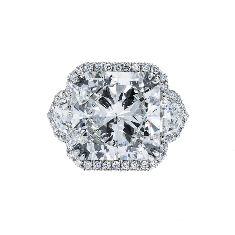 House Of Leon Platinum 20.03ct Square Radiant Triple Diamond Engagement Ring 23.13ctw GIA
