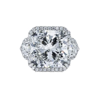 House Of Leon Platinum 20.03ct Square Radiant Triple Diamond Engagement Ring 23.13ctw GIA