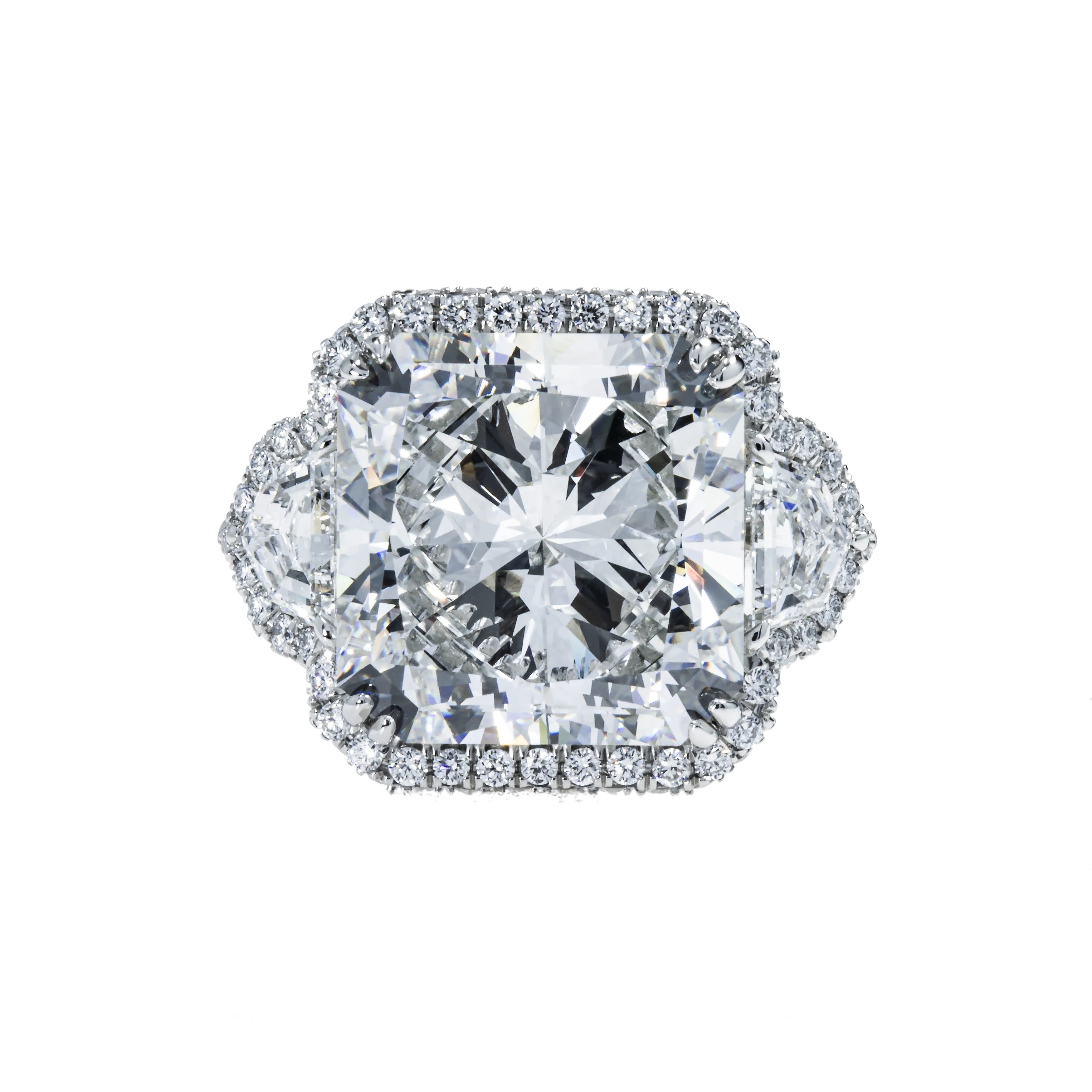 House Of Leon Platinum 20.03ct Square Radiant Triple Diamond Engagement Ring 23.13ctw GIA