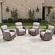 preview thumbnail 68 of 189, Pocassy Outdoor Wicker Sofa with Swivel Chair Fire Pit Table Furniture Set. Brown Wicker & Beige Cushion - 4 Pieces Swivel Chair with 6-In Cushion
