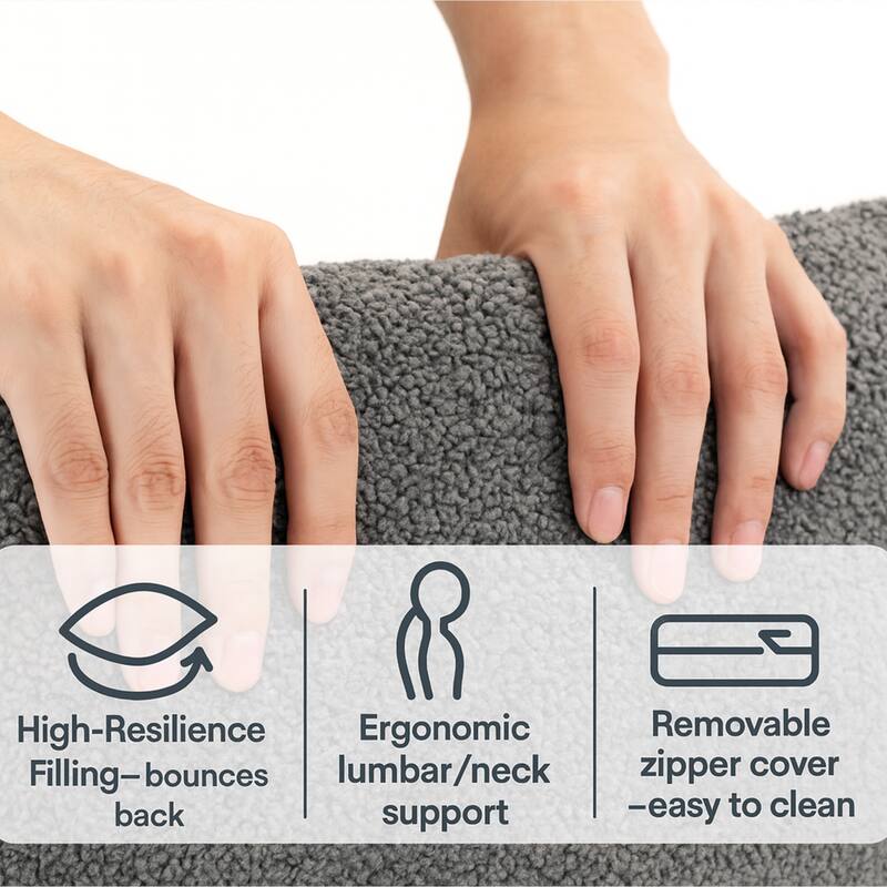 132"Oversized Teddy Fabric Modular Sectional Sofa,Full-Foam Cushion Design with Ultra Soft Feel with Six Cushions