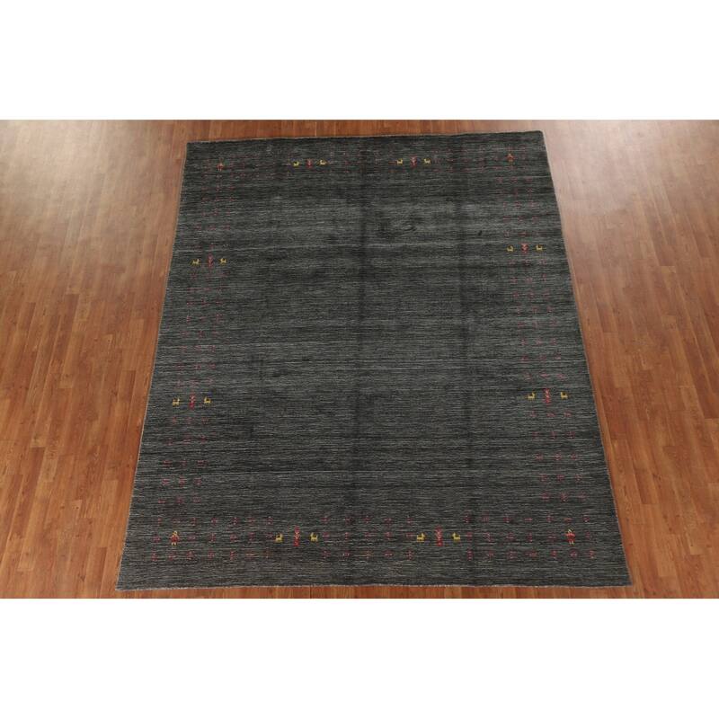 Gabbeh Indian Area Rug Hand-Knotted Wool Carpet - 7'11"x 9'10"