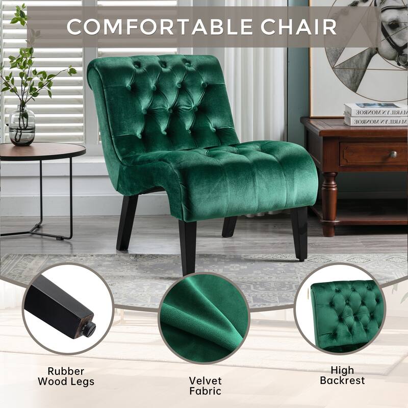 Modern Velvet Armless Living Room Chairs Set of 2