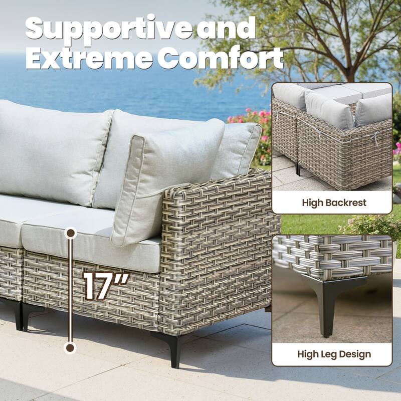 HOOOWOOO 8-piece Outdoor Seating Sofa Patio Wicker Swivel Chair Set