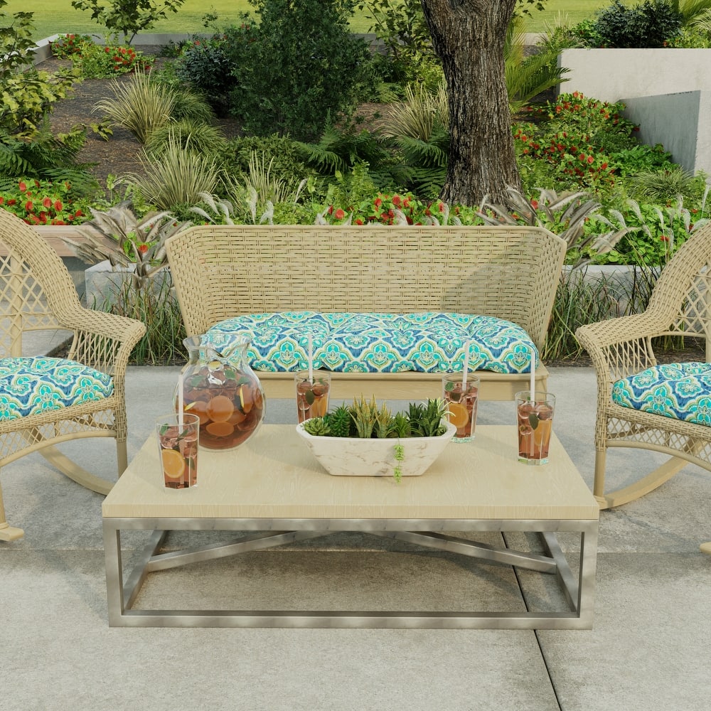 44" x 18" Contoured Outdoor Wicker Bench Cushion - 18'' L x 44'' W x 4'' H