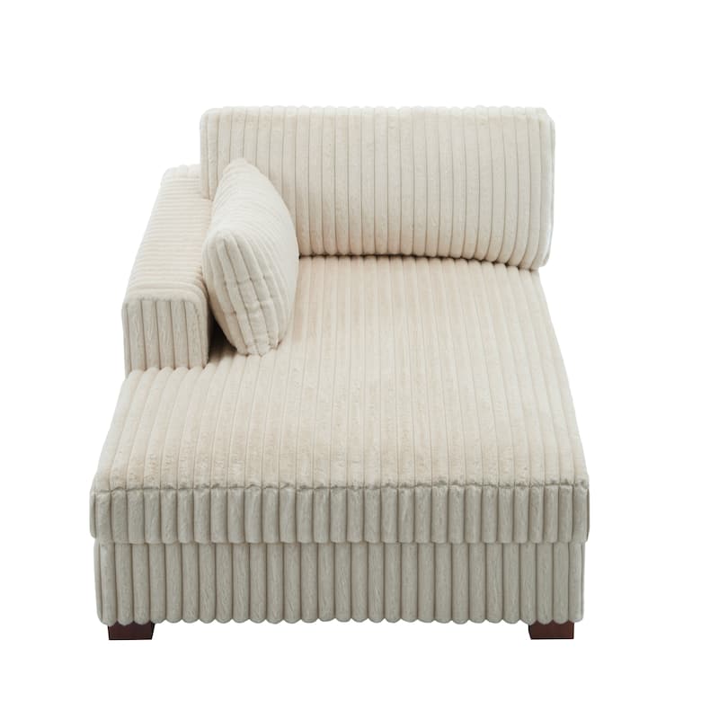 42" W Plush Corduroy Upholstered Chaise Lounge Sleeper for Living