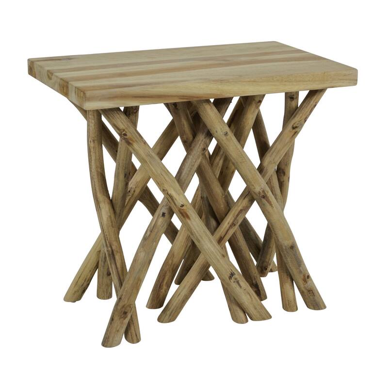 Solid Teak Wood Stump Accent Stick Table by East at Main - Brown
