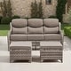 preview thumbnail 142 of 189, Pocassy Outdoor Wicker Sofa with Swivel Chair Fire Pit Table Furniture Set. Gray Wicker & Gray Cushion - 3 Pieces 3-Seat Sofa with Ottoman