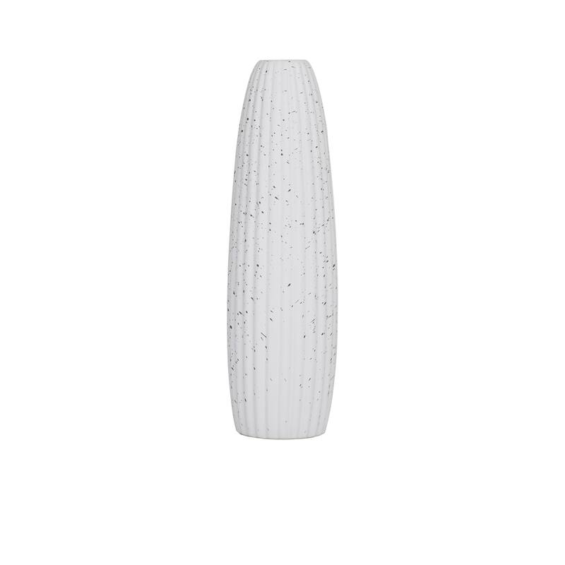 Ceramic Speckled Vase - White - Roche River Decor - 5"W x 5"L x 18"H
