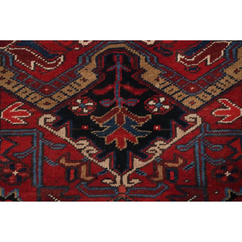 Hand Knotted Oriental 100% Wool Carpet Traditional Medallion Red Heriz Area Rug - 10' 11'' X 8' 3''
