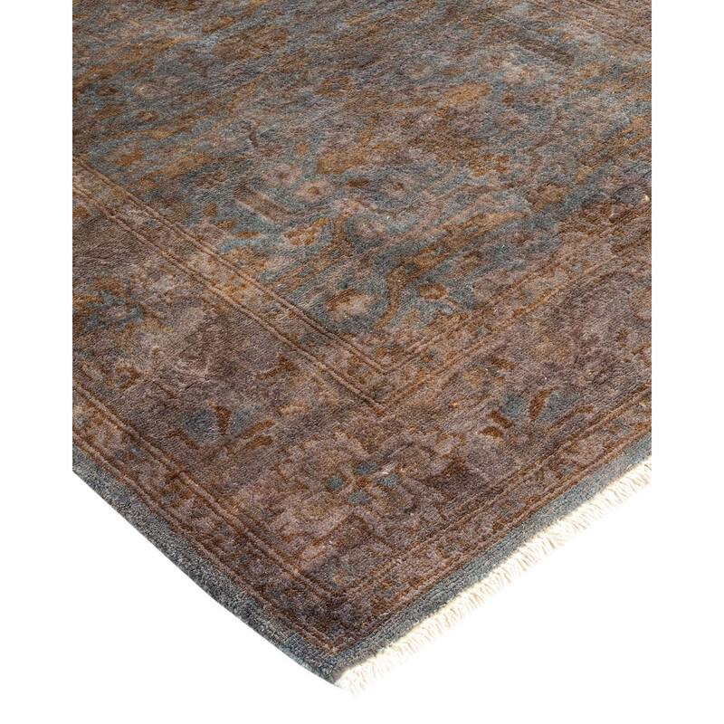Overton Hand Knotted Wool Vintage Inspired Modern Contemporary Overdyed Gray Runner Rug - 2' 8" x 12' 8"