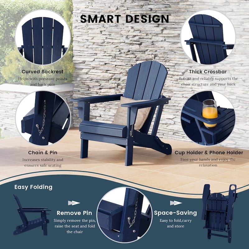 Polytrends Alvaro Outdoor Adirondack Chair with Cup Holder (Set of 4)