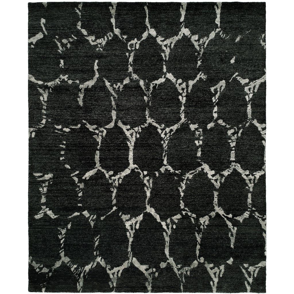 Modern Grey Hand-Knotted Viscose Area Rug