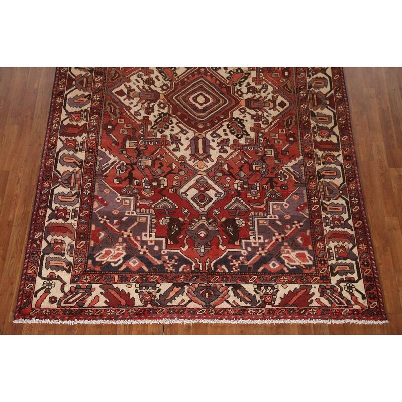 Geometric Bakhtiari Persian Vintage Area Rug Handmade Wool Carpet - 6'8"x 10'6"