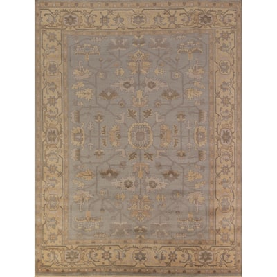 Gray Oushak Indian Area Rug Handmade Wool Carpet - 8'0"x 9'11"