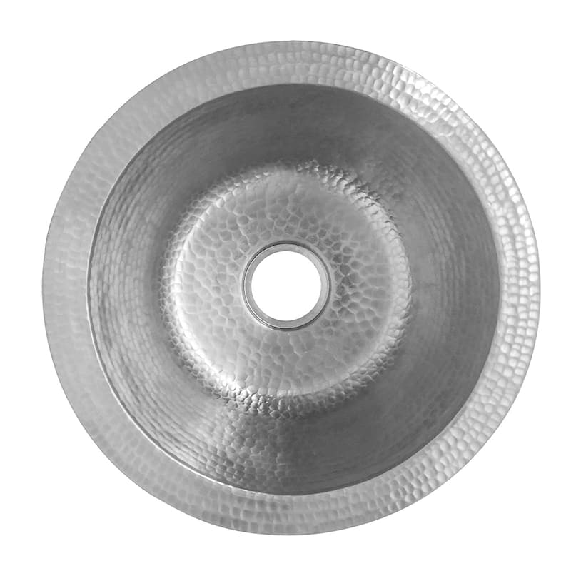 12-in Round Hammered Copper Bar Sink w/ 2-in Drain Opening in Nickel (BR12EN2)