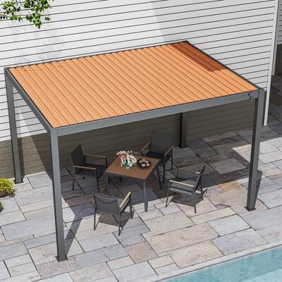 Waterproof Louvered Pergola 10'x13' with Gutter and Adjustable Roof