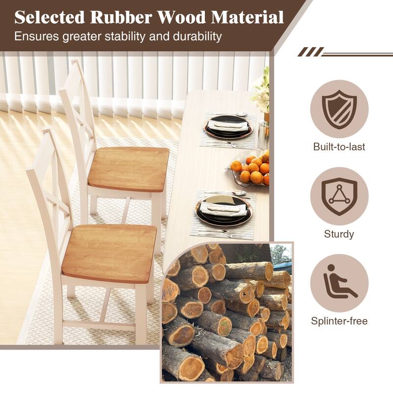 Gymax Modern Wooden Dining Chairs Set of 4 w/ High Back Rubber Wood