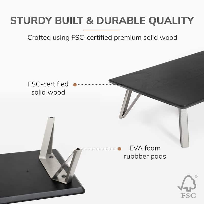 Jani Wood Monitor Stand Riser Desk - Ergonomic Design Stand, Desktop Organizer Table for Home, Office Workspace, Gaming Desk