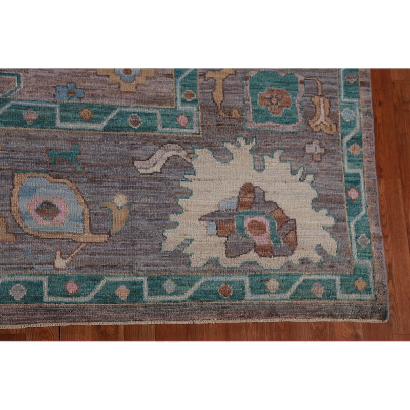 Hand Knotted Oriental 100% Wool Carpet Transitional All-Over Purples Oushak Area Rug - 11' 9'' X 9' 4''