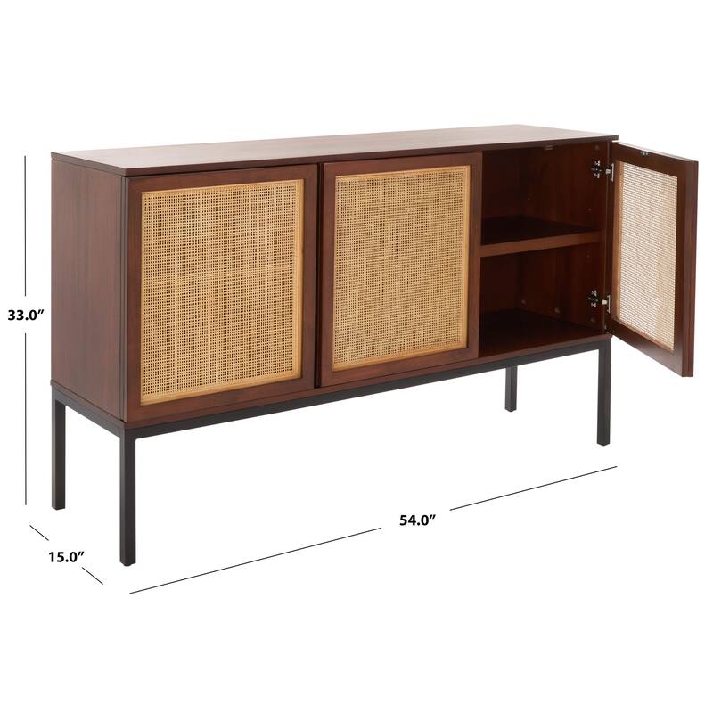SAFAVIEH Tabetha 2-Shelf Rattan Sideboard - 54 In. W x 15 In. D x 33 In. H - 54Wx15Dx33H