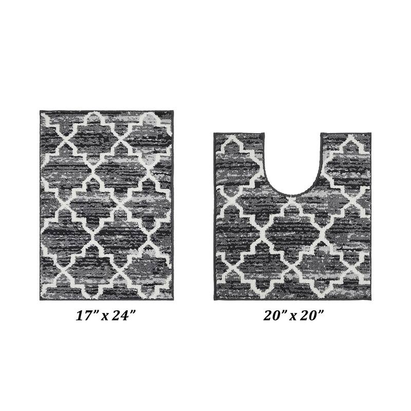 Better Trends Savio Collection 100% Micro Polyester Rectangle Soft Plush & Absorbent Water Machine Washable 2 Piece Bath Rug Set