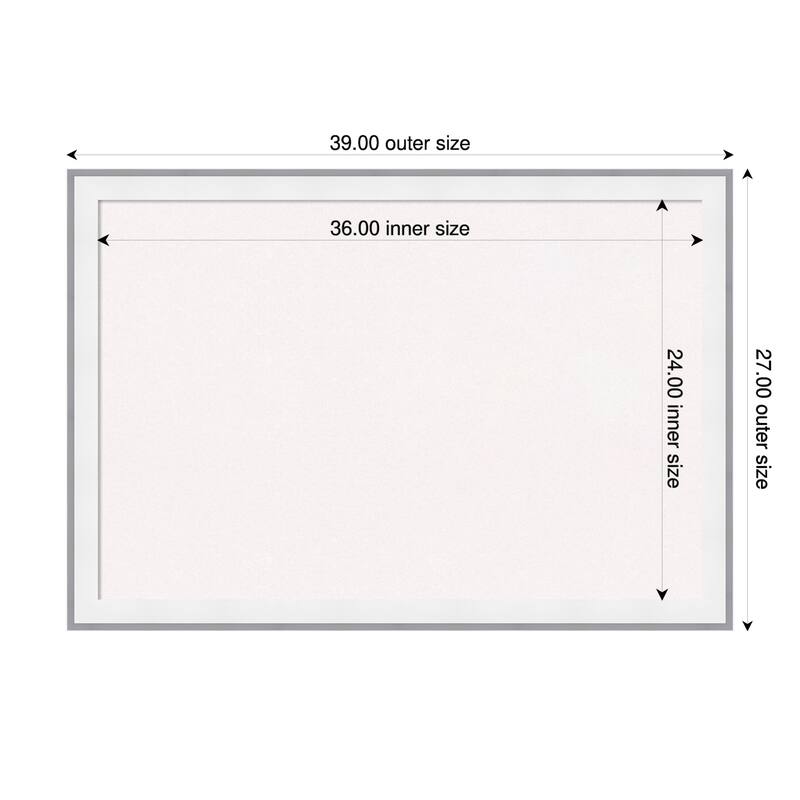 Maya White Silver Framed Cork Board - Bulletin Board, Organization Board, Pin Board - White - 39 x 27 in