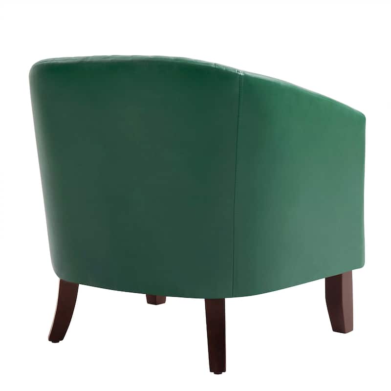 Axia 4 Set Modern Faux Leather Barrel Accent Chairs with Wood Legs