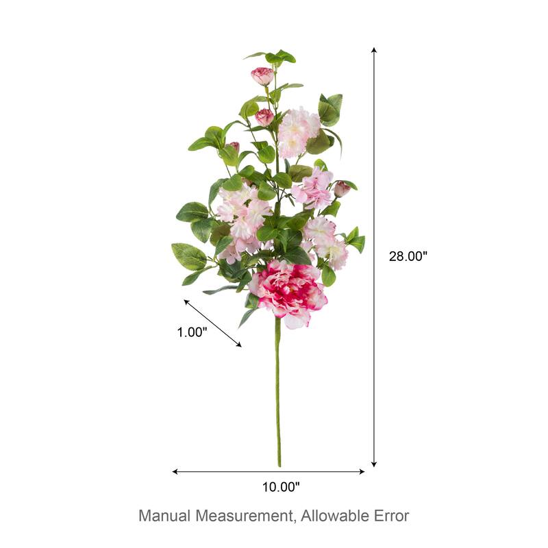 Glitzhome 28"H Set of 2 Pink Hydrangea, Peony & Cherry Pick