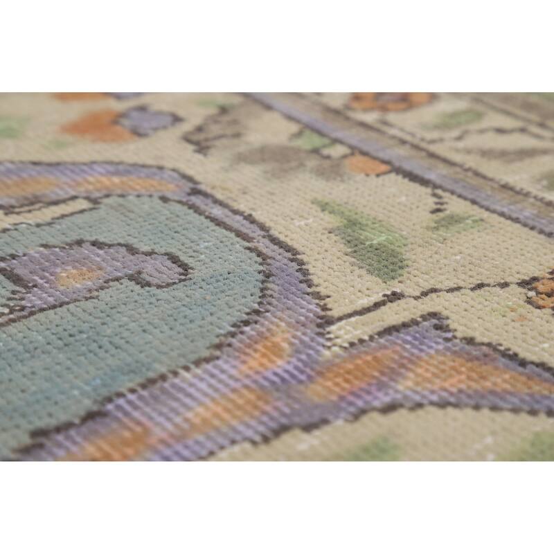 Blue Medallion Tabriz Persian Vintage Rug Hand-Knotted Wool Carpet - 9'7" x 12'4"