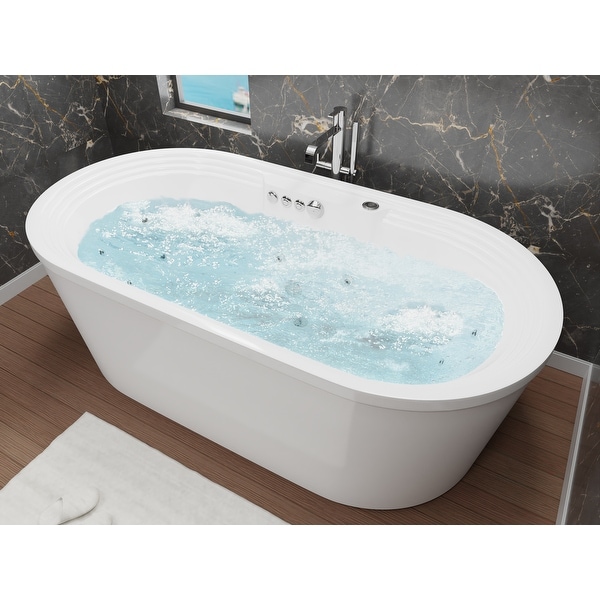 ANZZI Sofi 5.6 ft. Center Drain Whirlpool and Air Bath Tub in