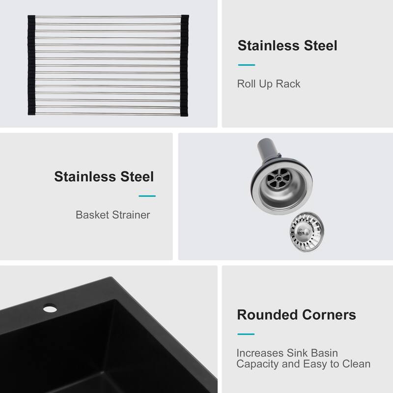 Drop-In Single Bowl Quartz Kitchen Sink