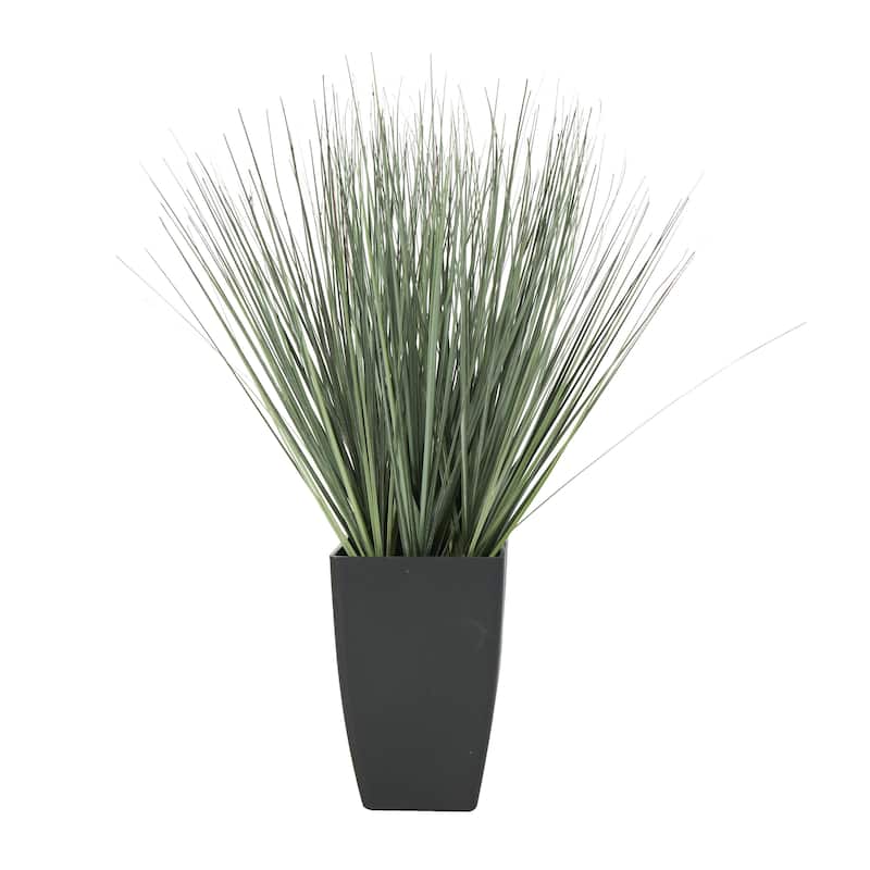 Faux Foliage Onion Grass Artificial Plant with Black Plastic Pot - Green - Roche River Decor