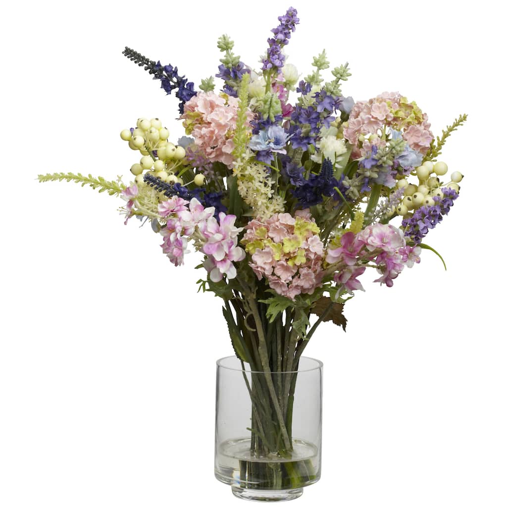 Lavender & Hydrangea Silk Flower Arrangement - 16