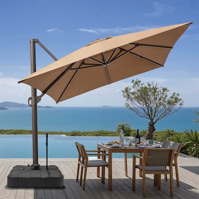 13 ft x 10 ft Luxury Outdoor Aluminum Patio Cantilever Offset Umbrella with Wheeled Base Included