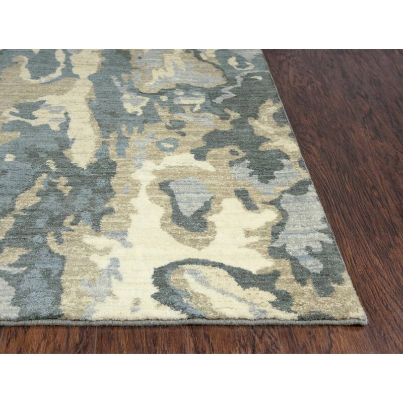 Alora Decor Euphoria Grey, Beige, and Cream Abstract Wool Rug