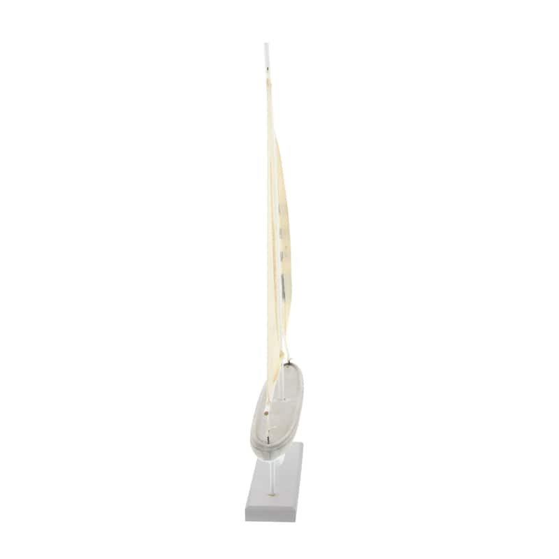 Cement Stone Sail Boat Handmade Decorative Sculpture with Cream Sails - Gray - Roche River Decor