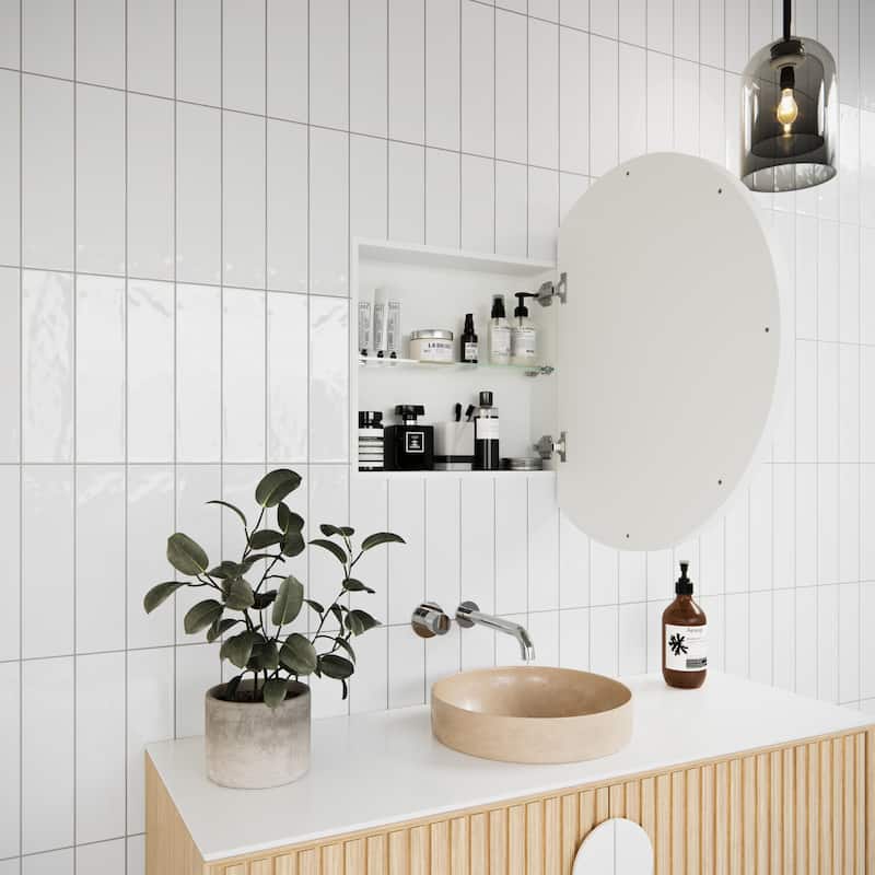 One Door Steel Frame Round Shape Medicine Cabinet