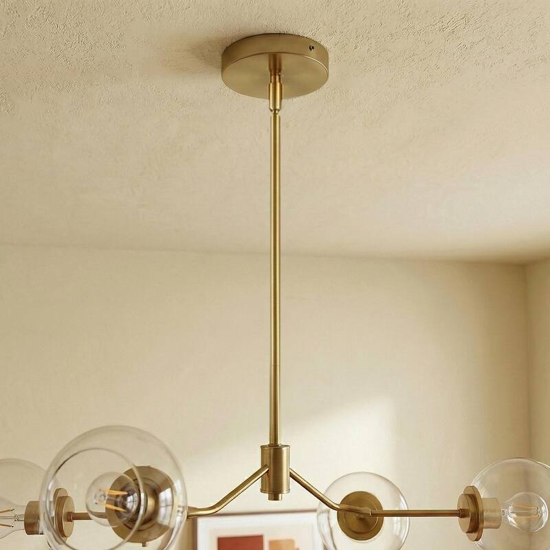 Sunco Modern Farmhouse Gold Brass Chandelier with Clear Glass Shades - Clear Glass