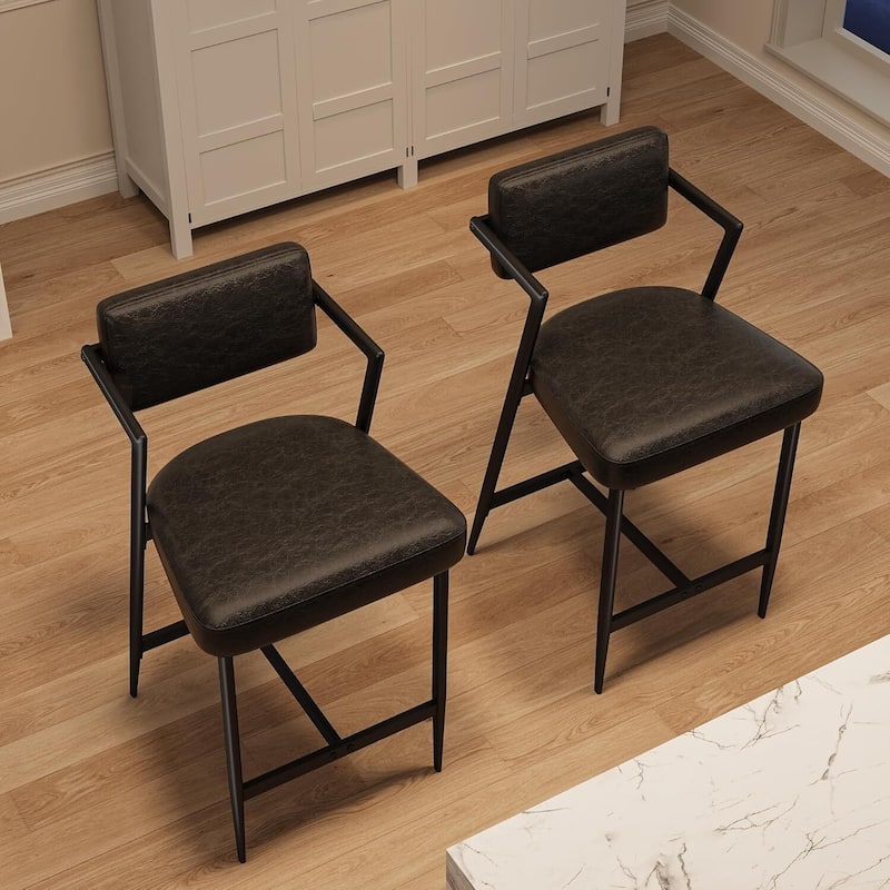 Upholstered Farmhouse Counter Height BarStools Set of 2