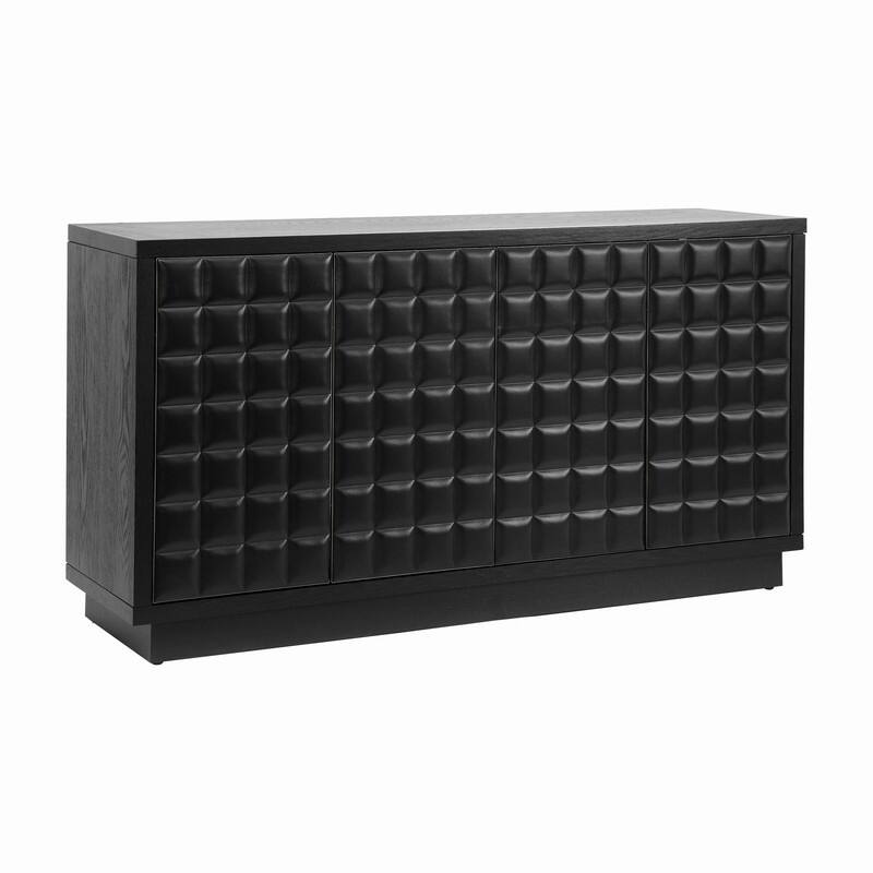 Modern 4-Door Storage Cabinet with Geometric Design and Adjustable Shelves for Home Organization