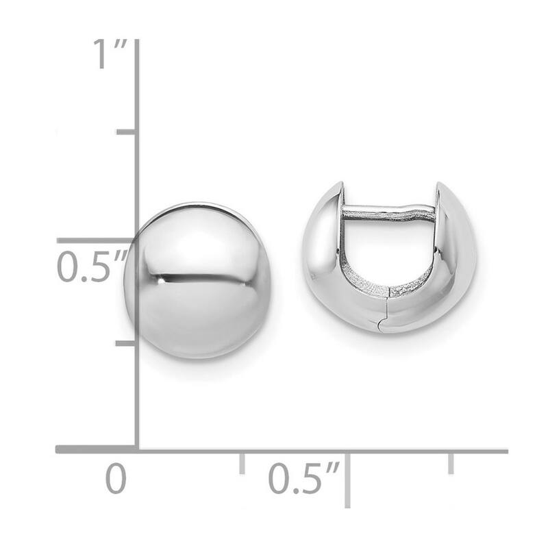 Curata 14k White Gold Polished Round Earrings - 10.95x12.18mm