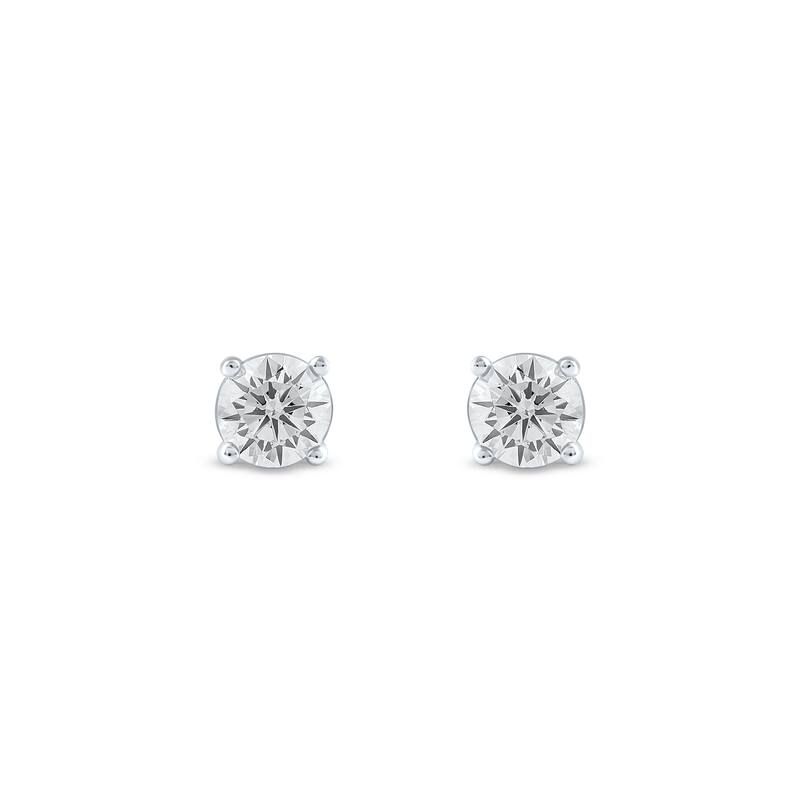 1/3ct TDW Lab-grown Diamond Solitaire Stud Earrings in 10k Gold for Women - White
