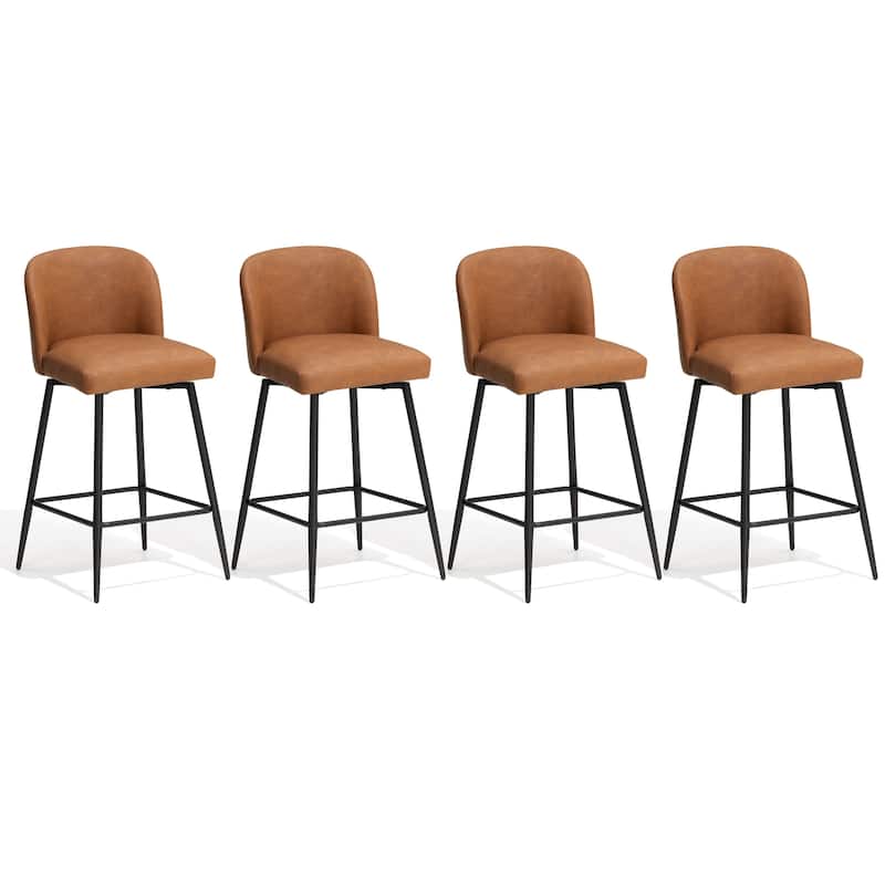 26.77" Counter Height Swivel Bar Stools with Backs and Metal Legs