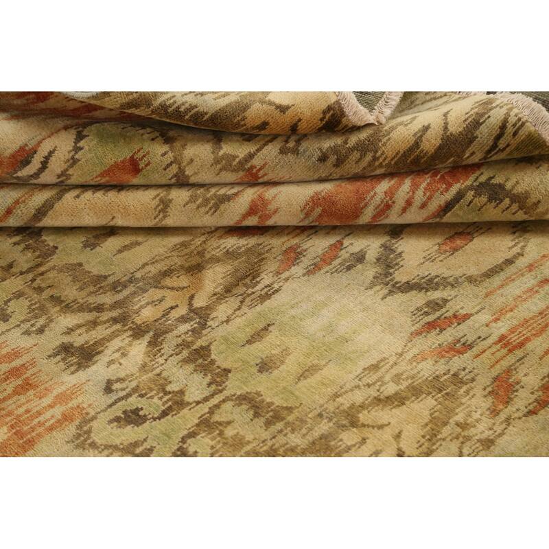 All-over Ikats Oriental Living Room Area Rug Wool Hand-knotted Carpet - 8'10" x 11'10"