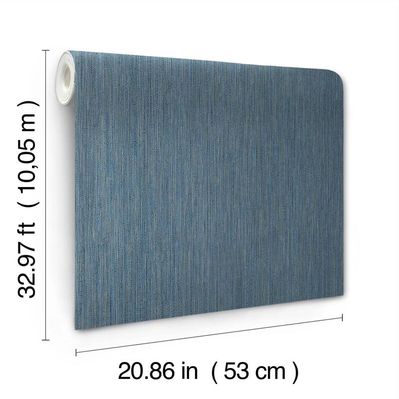 York Wallcoverings Washed Ramie Cobalt Wallpaper