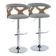 preview thumbnail 45 of 141, Carson Carrington Viby Adjustable Bar Stool with Rounded T Footrest (Set of 2) Light Grey Fabric/Walnut Wood/Chrome