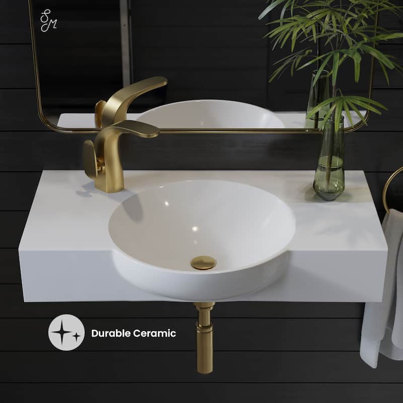 Chateau 30" Wall-Mounted Sink Center Basin With Left Side Faucet Mount In Glossy White - 30