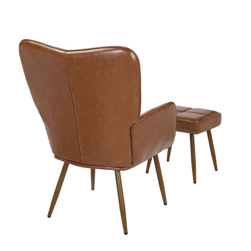 Maypex Upholstered Wing back Chair with Ottoman and Toss Pillow