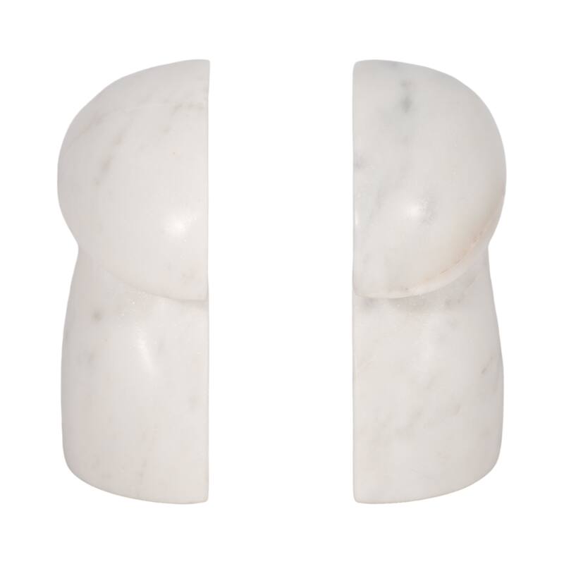 Decorative Marble Mushroom Bookends - Set of 2, 6", White - 6.0"
